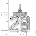 Sterling Silver Rhodium-plated Diamond-cut #29 Charm