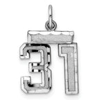 Sterling Silver Rhodium-plated Diamond-cut #31 Charm