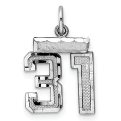 Sterling Silver Rhodium-plated Diamond-cut #31 Charm