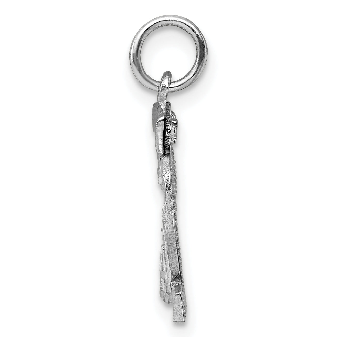 Sterling Silver Rhodium-plated Diamond-cut #32 Charm Secondary image