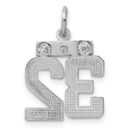Sterling Silver Rhodium-plated Diamond-cut #32 Charm