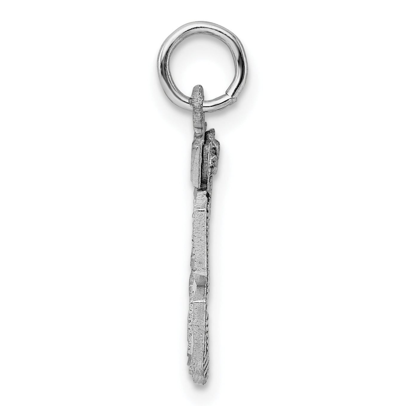 Sterling Silver Rhodium-plated Diamond-cut #33 Charm Secondary image