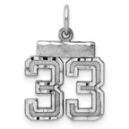 Sterling Silver Rhodium-plated Diamond-cut #33 Charm