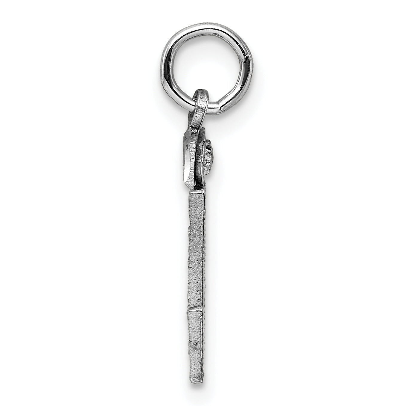 Sterling Silver Rhodium-plated Diamond-cut #34 Charm Secondary image
