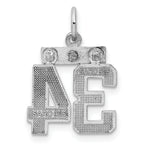 Sterling Silver Rhodium-plated Diamond-cut #34 Charm