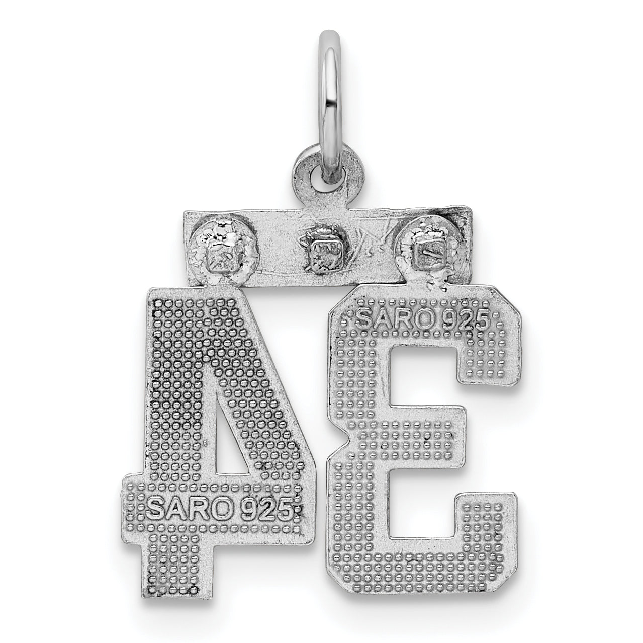 Sterling Silver Rhodium-plated Diamond-cut #34 Charm