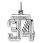 Sterling Silver Rhodium-plated Diamond-cut #34 Charm