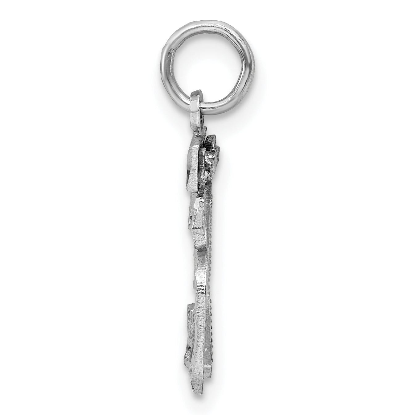 Sterling Silver Rhodium-plated Diamond-cut #35 Charm Secondary image