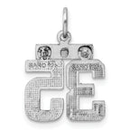 Sterling Silver Rhodium-plated Diamond-cut #35 Charm