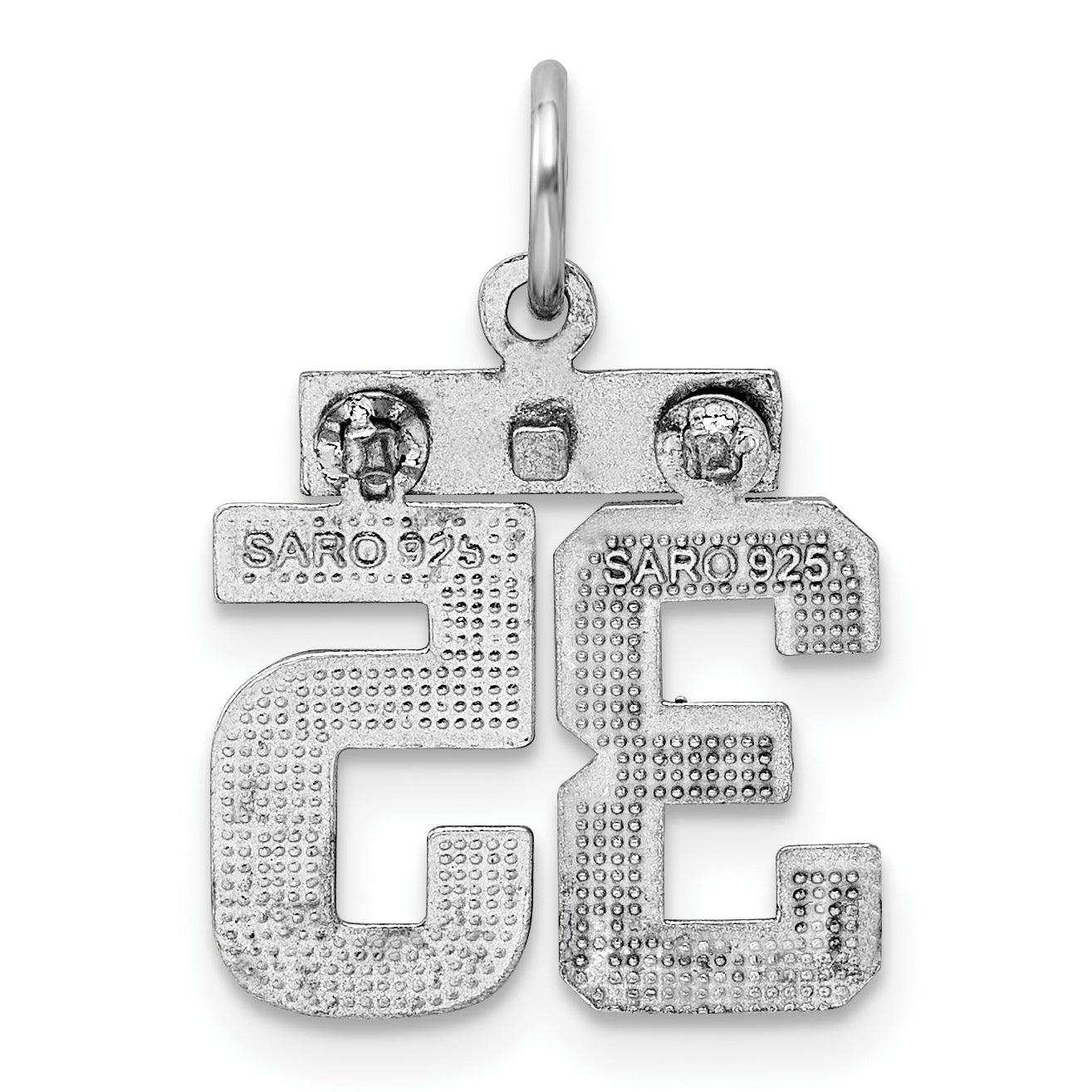 Sterling Silver Rhodium-plated Diamond-cut #35 Charm