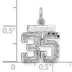 Sterling Silver Rhodium-plated Diamond-cut #35 Charm