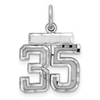 Sterling Silver Rhodium-plated Diamond-cut #35 Charm