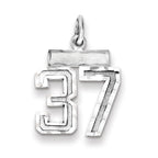 Sterling Silver Rhodium-plated Diamond-cut #37 Charm