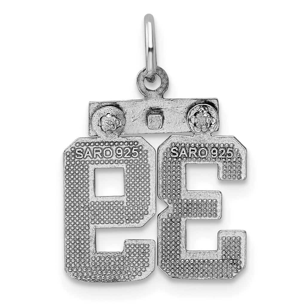 Sterling Silver Rhodium-plated Diamond-cut #39 Charm