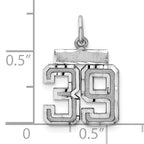 Sterling Silver Rhodium-plated Diamond-cut #39 Charm