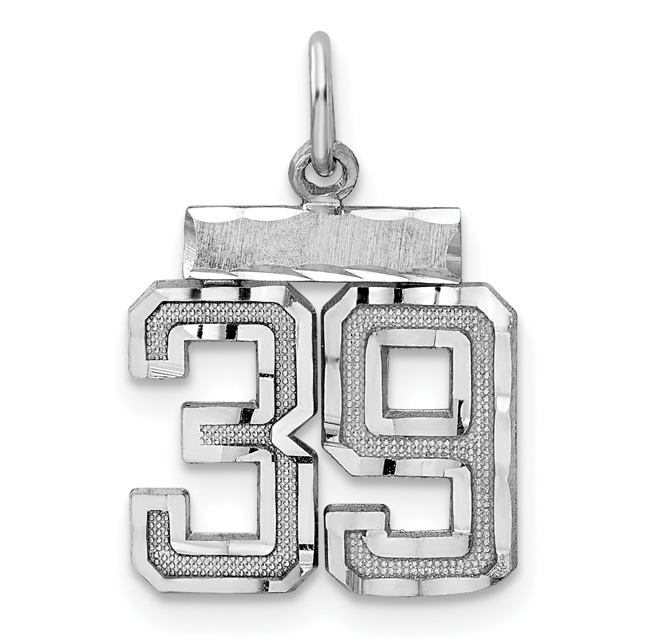 Sterling Silver Rhodium-plated Diamond-cut #39 Charm Main image