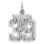 Sterling Silver Rhodium-plated Diamond-cut #39 Charm