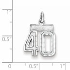 Sterling Silver Rhodium-plated Diamond-cut #40 Charm