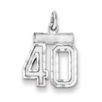 Sterling Silver Rhodium-plated Diamond-cut #40 Charm