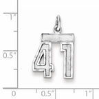 Sterling Silver Rhodium-plated Diamond-cut #41 Charm