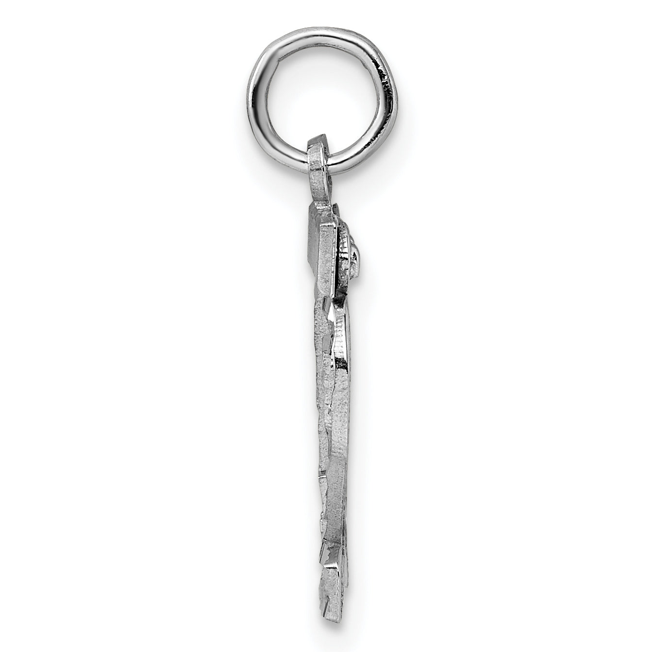 Sterling Silver Rhodium-plated Diamond-cut #42 Charm Secondary image