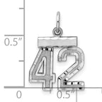 Sterling Silver Rhodium-plated Diamond-cut #42 Charm