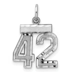 Sterling Silver Rhodium-plated Diamond-cut #42 Charm