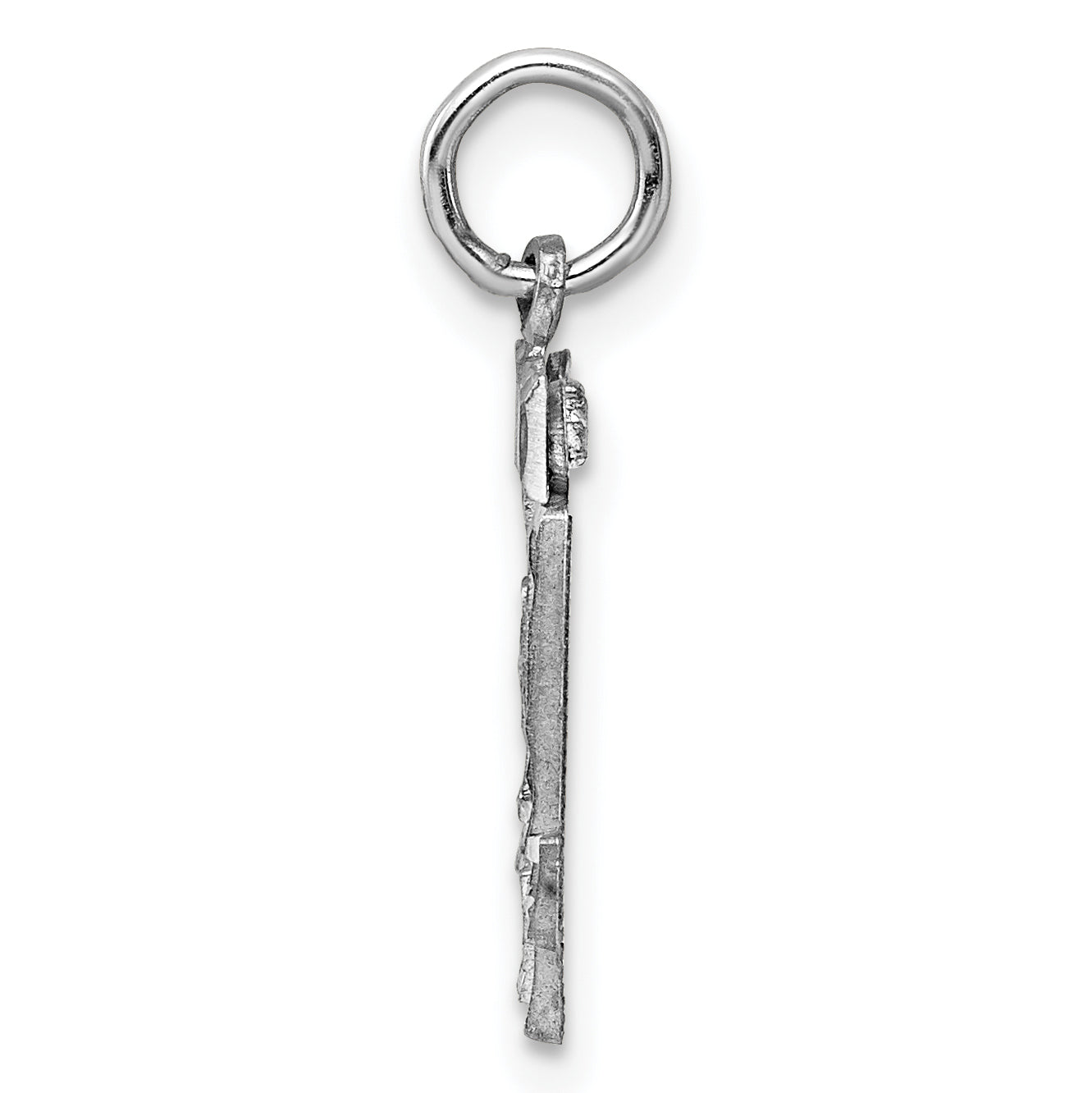 Sterling Silver Rhodium-plated Diamond-cut #44 Charm Secondary image