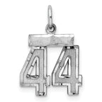 Sterling Silver Rhodium-plated Diamond-cut #44 Charm