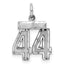 Sterling Silver Rhodium-plated Diamond-cut #44 Charm