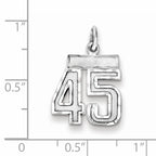 Sterling Silver Rhodium-plated Diamond-cut #45 Charm