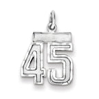 Sterling Silver Rhodium-plated Diamond-cut #45 Charm