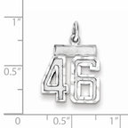 Sterling Silver Rhodium-plated Diamond-cut #46 Charm