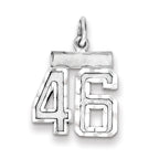 Sterling Silver Rhodium-plated Diamond-cut #46 Charm