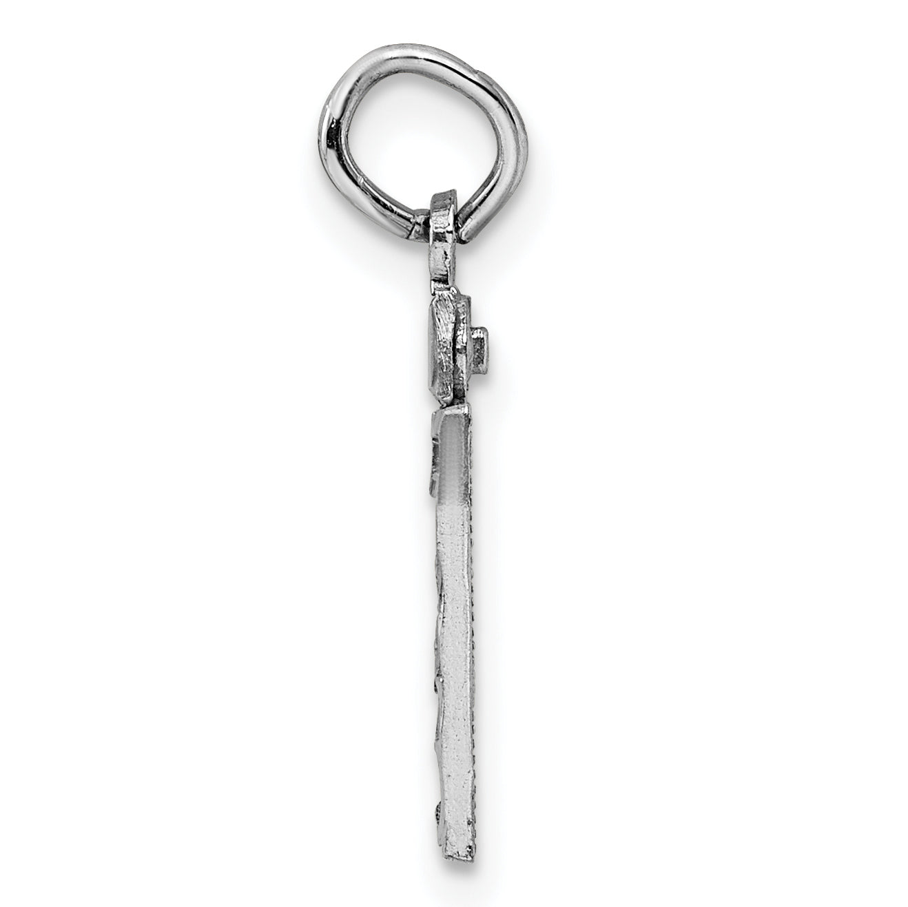 Sterling Silver Rhodium-plated Diamond-cut #47 Charm Secondary image