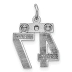 Sterling Silver Rhodium-plated Diamond-cut #47 Charm