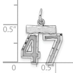 Sterling Silver Rhodium-plated Diamond-cut #47 Charm