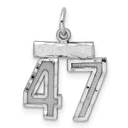 Sterling Silver Rhodium-plated Diamond-cut #47 Charm