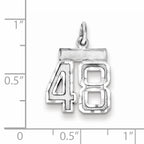 Sterling Silver Rhodium-plated Diamond-cut #48 Charm