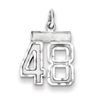 Sterling Silver Rhodium-plated Diamond-cut #48 Charm