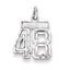 Sterling Silver Rhodium-plated Diamond-cut #48 Charm
