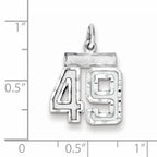 Sterling Silver Rhodium-plated Diamond-cut #49 Charm