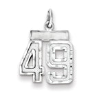 Sterling Silver Rhodium-plated Diamond-cut #49 Charm
