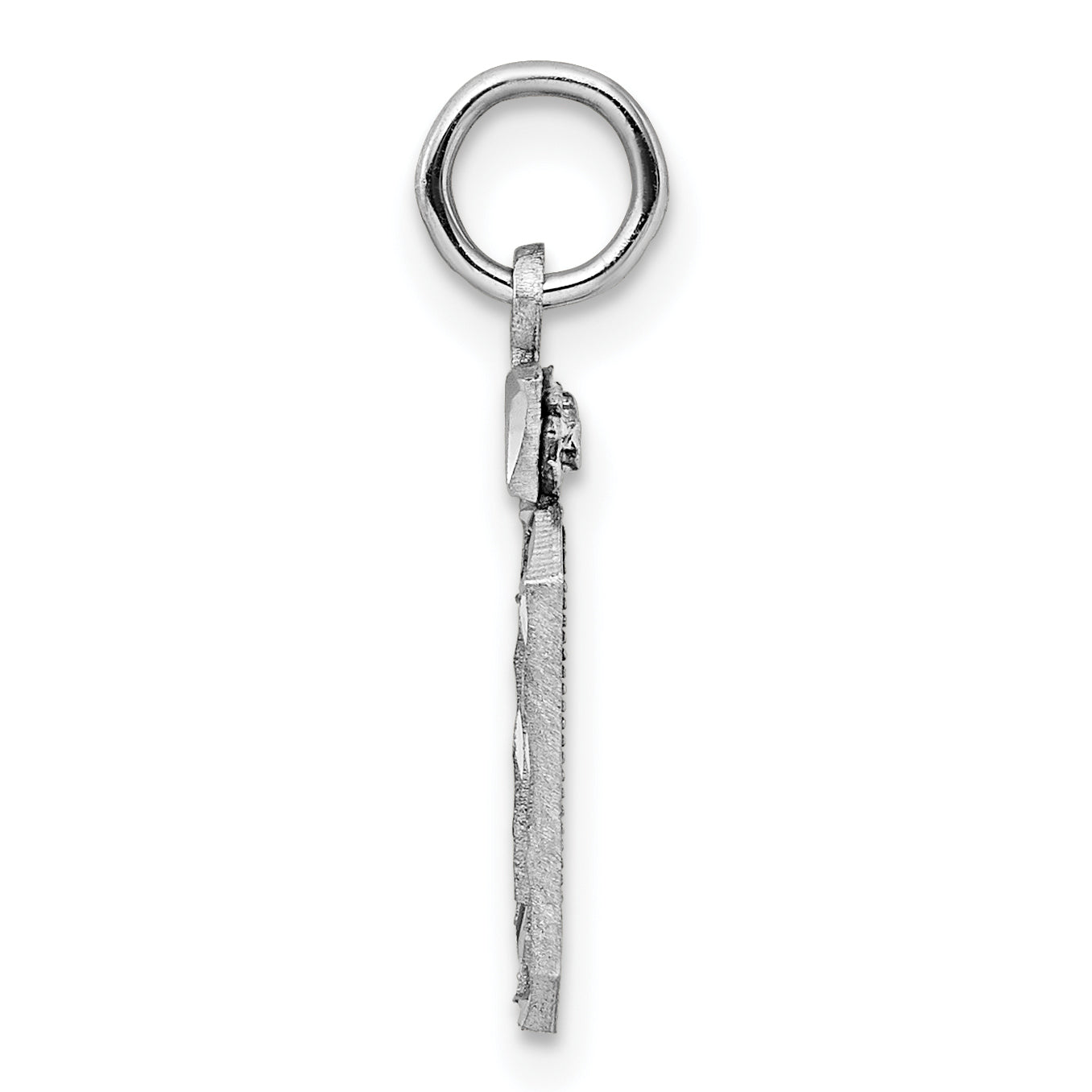 Sterling Silver Rhodium-plated Diamond-cut #50 Charm Secondary image