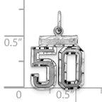 Sterling Silver Rhodium-plated Diamond-cut #50 Charm