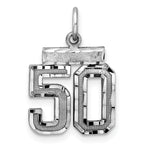 Sterling Silver Rhodium-plated Diamond-cut #50 Charm