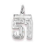 Sterling Silver Rhodium-plated Diamond-cut #51 Charm