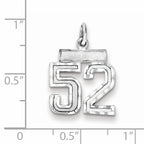 Sterling Silver Rhodium-plated Diamond-cut #52 Charm