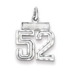Sterling Silver Rhodium-plated Diamond-cut #52 Charm