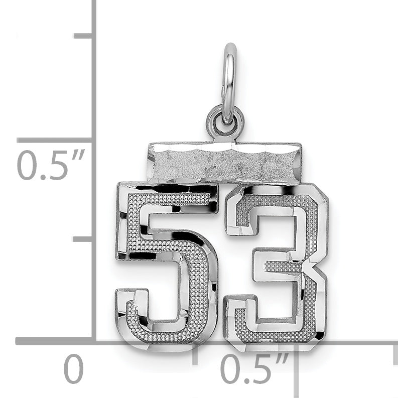 Sterling Silver Rhodium-plated Diamond-cut #53 Charm